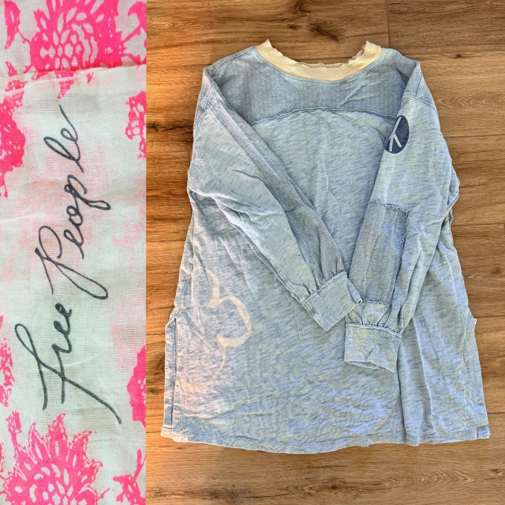 free people blue long sleeve tee